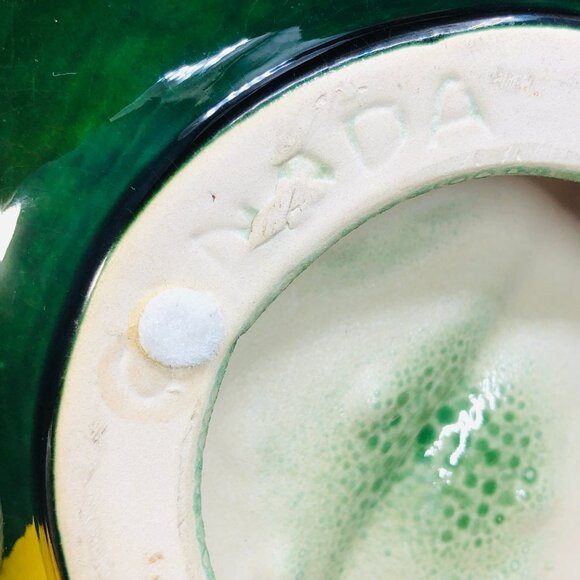 70s Beauceware Oversized Green Maple Leaf Ceramic Console Bowl Organic Decor - Picture 7 of 11